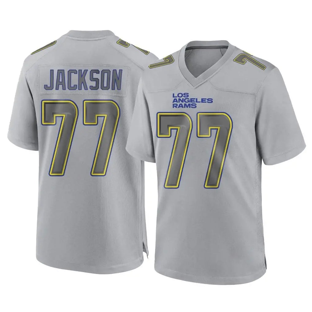 Tlead LA.Rams #77 Alaric Jackson Player Gray Atmosphere Fashion Home Game Stitched Jerseys