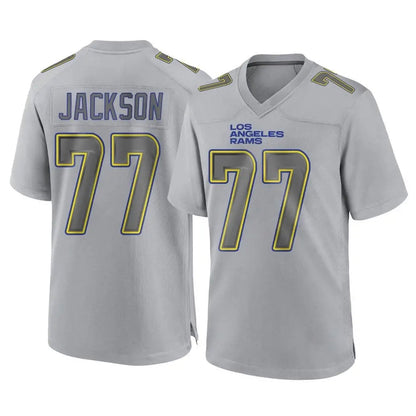 Tlead LA.Rams #77 Alaric Jackson Player Gray Atmosphere Fashion Home Game Stitched Jerseys