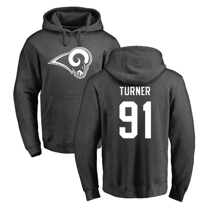 Tlead LA.Rams #91 Kobie Turner Player Gray Pullover Hoodie Limited Game Stitched Jerseys