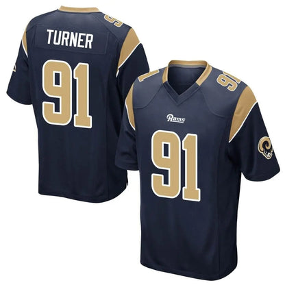 Tlead LA.Rams #91 Kobie Turner Player Navy Home Game Stitched Jerseys