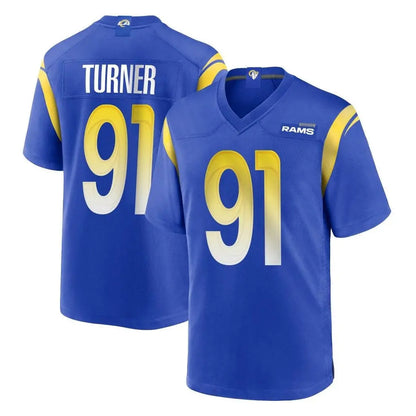 Tlead LA.Rams #91 Kobie Turner Player Royal Home Game Stitched Jerseys