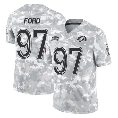 Tlead LA.Rams #97 Poona Ford Player Arctic Camo Salute To Service Limited Game Stitched Jerseys