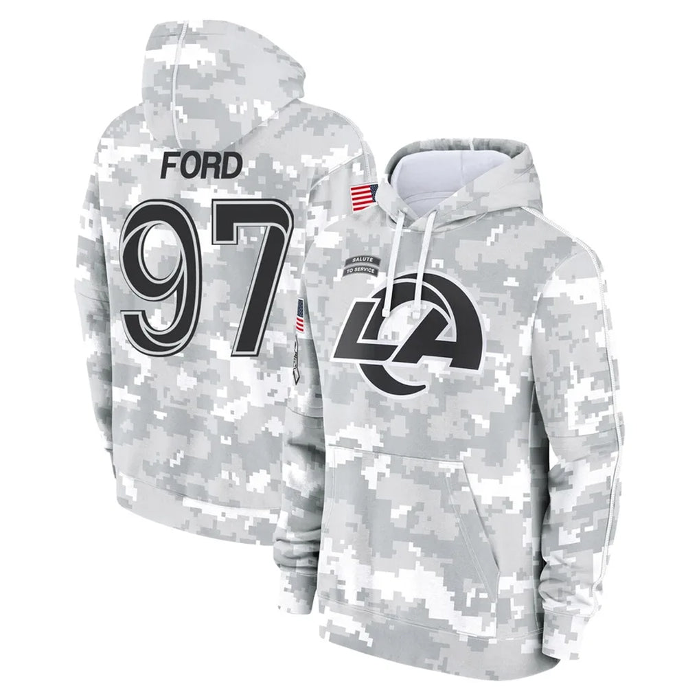 Tlead LA.Rams #97 Poona Ford Player Arctic Camo Salute to Service Hoodies Limited Game Stitched Jerseys