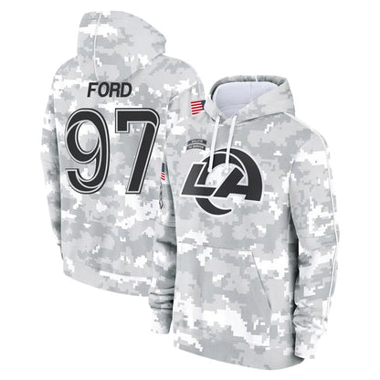 Tlead LA.Rams #97 Poona Ford Player Arctic Camo Salute to Service Hoodies Limited Game Stitched Jerseys