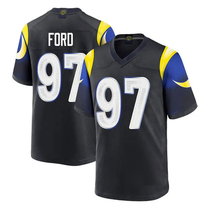 Tlead LA.Rams #97 Poona Ford Player Black Midnight Rivalries Collection Home Game Stitched Jerseys
