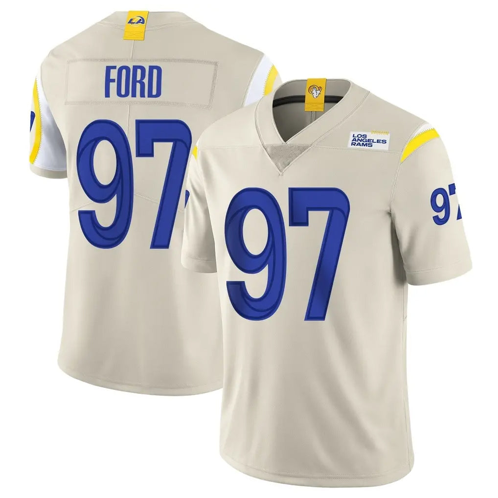Tlead LA.Rams #97 Poona Ford Player Bone Limited Vapor Home Game Stitched Jerseys