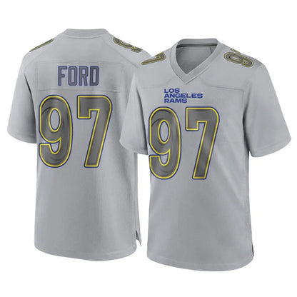 Tlead LA.Rams #97 Poona Ford Player Gray Atmosphere Fashion Home Game Stitched Jerseys