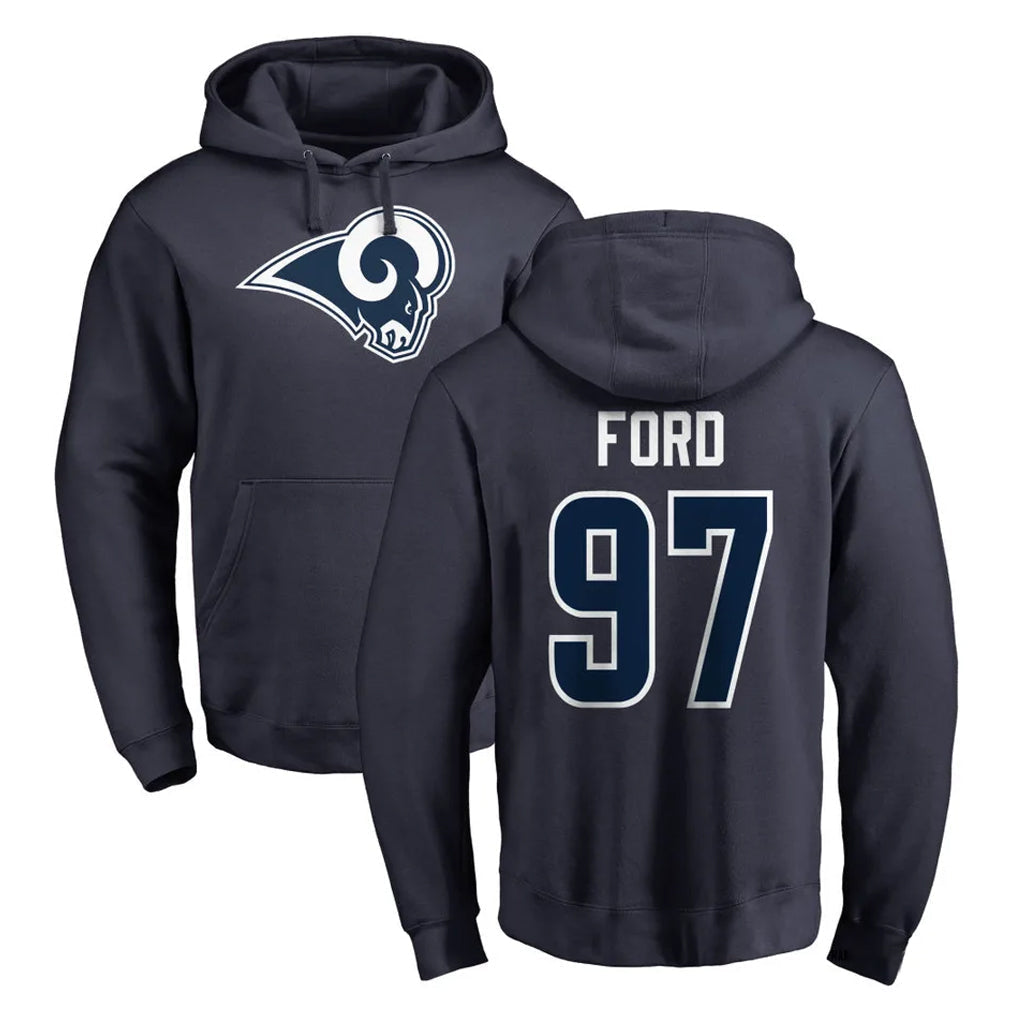 Tlead LA.Rams #97 Poona Ford Player Navy Pullover Hoodie Limited Game Stitched Jerseys