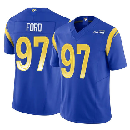 Tlead LA.Rams #97 Poona Ford Player Royal Limited Vapor F.U.S.E. Home Game Stitched Jerseys