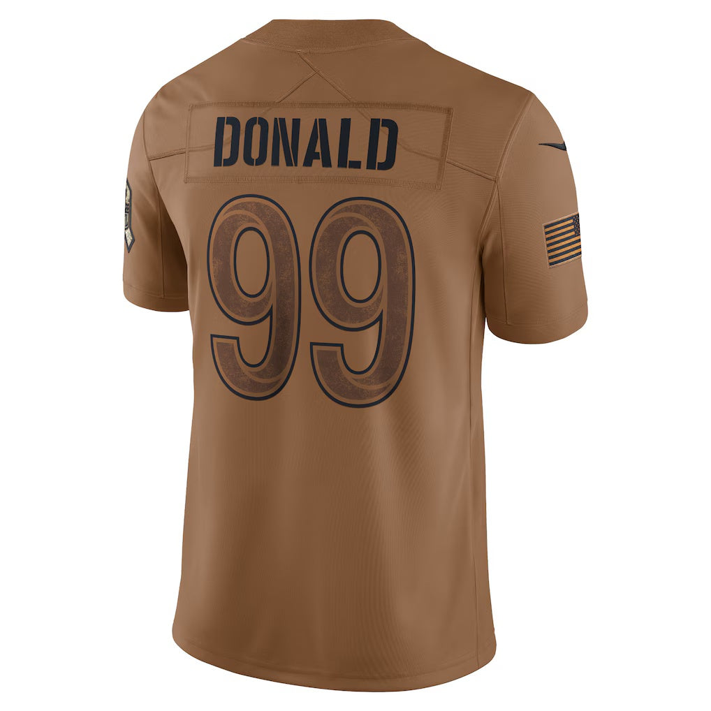 Tlead LA.Rams #99 Aaron Donald Brown Salute To Service Limited Jersey Stitched Jerseys