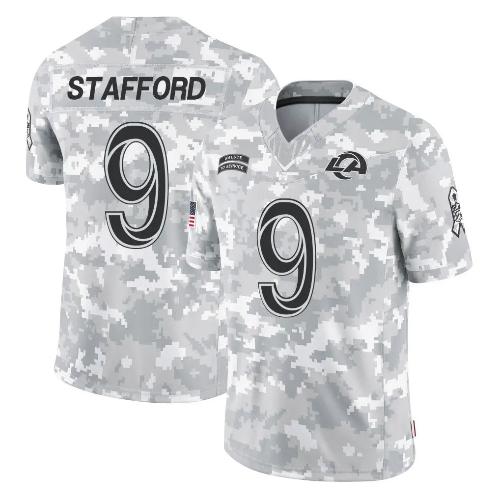 Tlead LA.Rams #9 Matthew Stafford Player Arctic Camo Salute To Service Limited Game Stitched Jerseys
