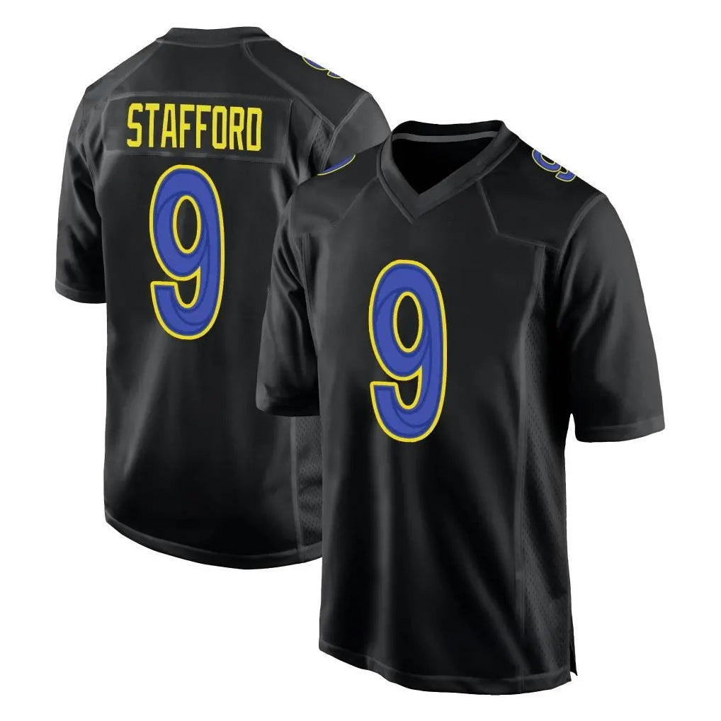 Tlead LA.Rams #9 Matthew Stafford Player Black Fashion Limited Home Game Stitched Jerseys