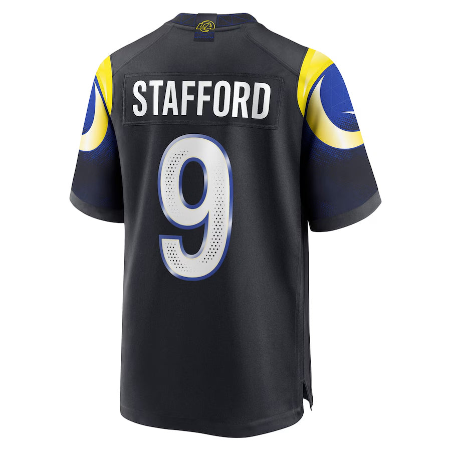 Tlead LA.Rams #9 Matthew Stafford Player Midnight Blue Rivalries Collection Game Stitched Jerseys