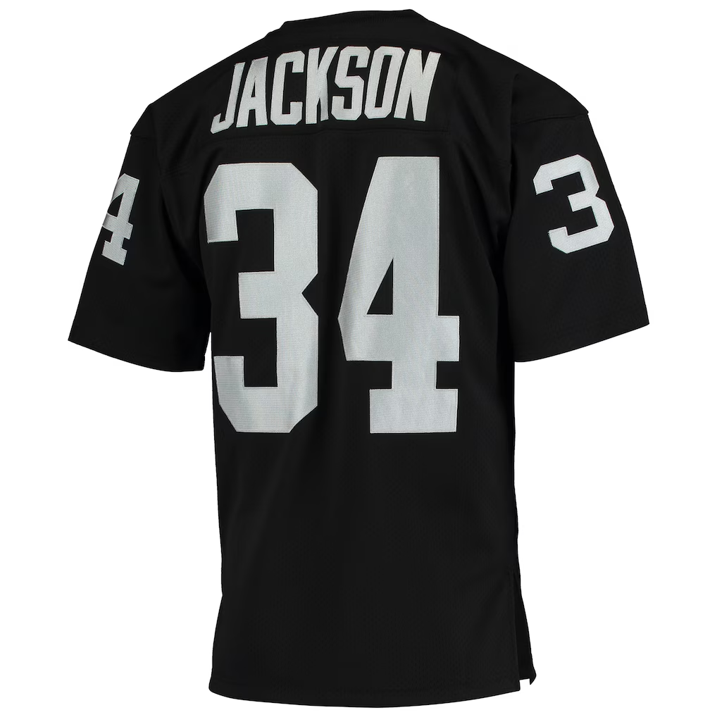Tlead LV.Raiders 1990 #34 Bo Jackson Mitchell & Ness Black Authentic Throwback Retired Player Stitched Puhic Jersey