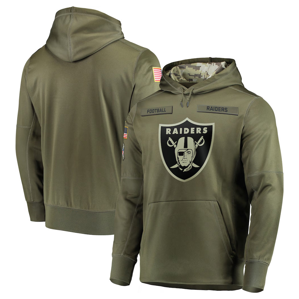 Tlead LV.Raiders Olive Salute to Service Pullover Hoodies Home Game Blank Player Stitched Jerseys