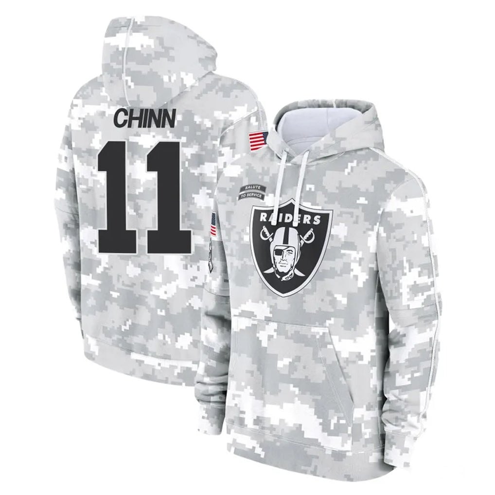 Tlead LV.Raiders #11 Jeremy Chinn Player Arctic Camo Salute to Service Hoodies Limited Game Stitched Jerseys