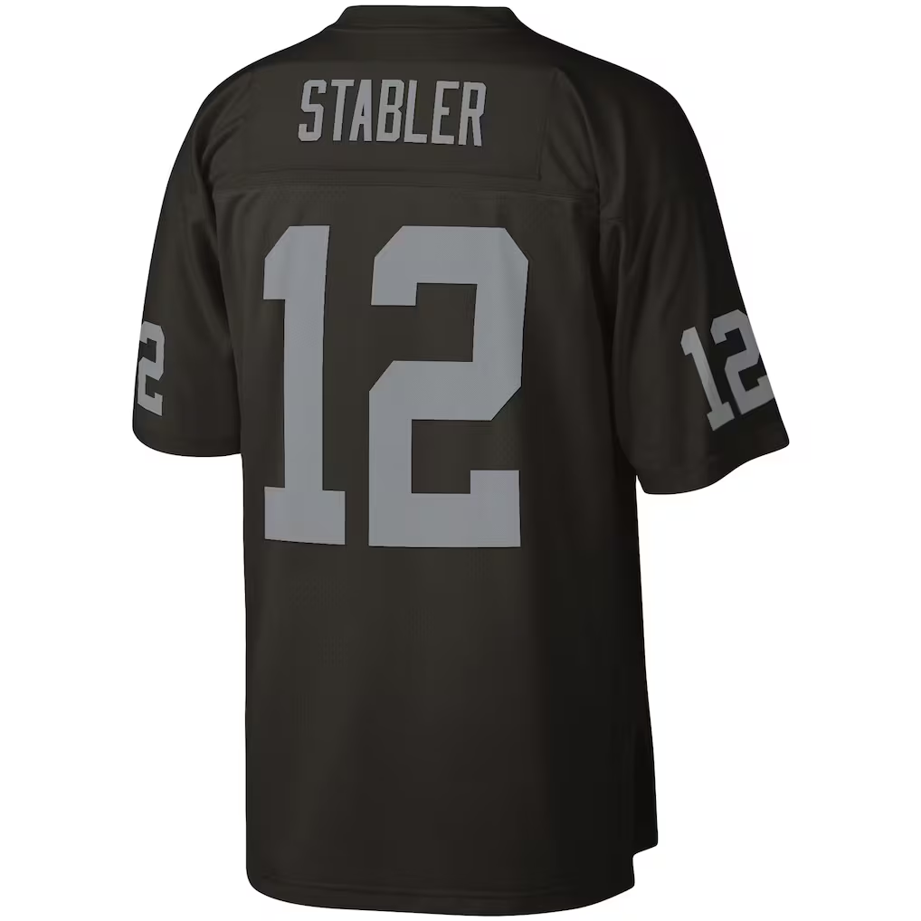 Tlead LV.Raiders #12 Ken Stabler Mitchell & Ness Black Legacy Replica Jersey
