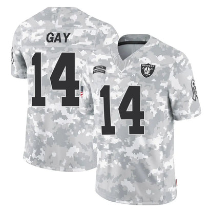 Tlead LV.Raiders #14 Matt Gay Player Arctic Camo Salute To Service Limited Game Stitched Jerseys