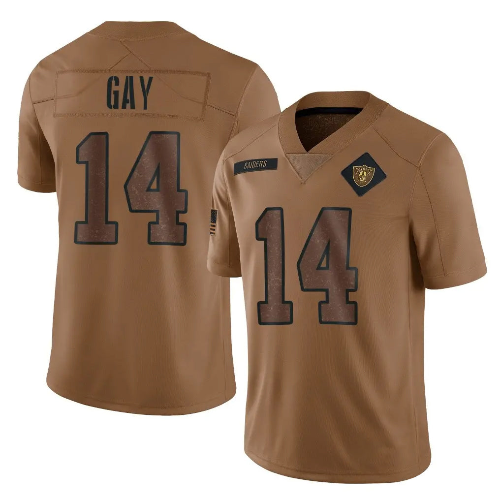 Tlead LV.Raiders #14 Matt Gay Player Brown Salute To Service Limited Stitched Jerseys