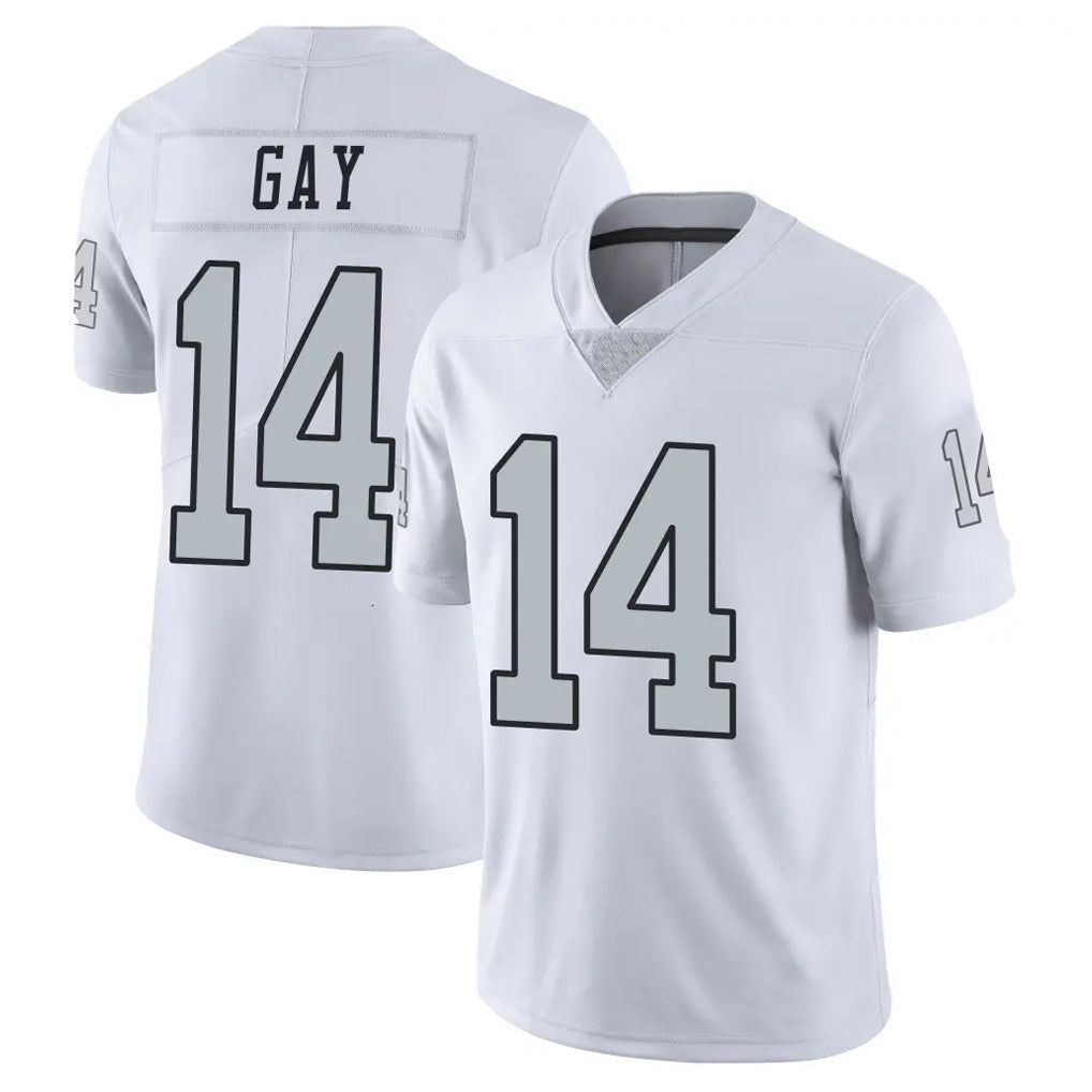 Tlead LV.Raiders #14 Matt Gay Player White Limited Color Rush Home Game Stitched Jerseys