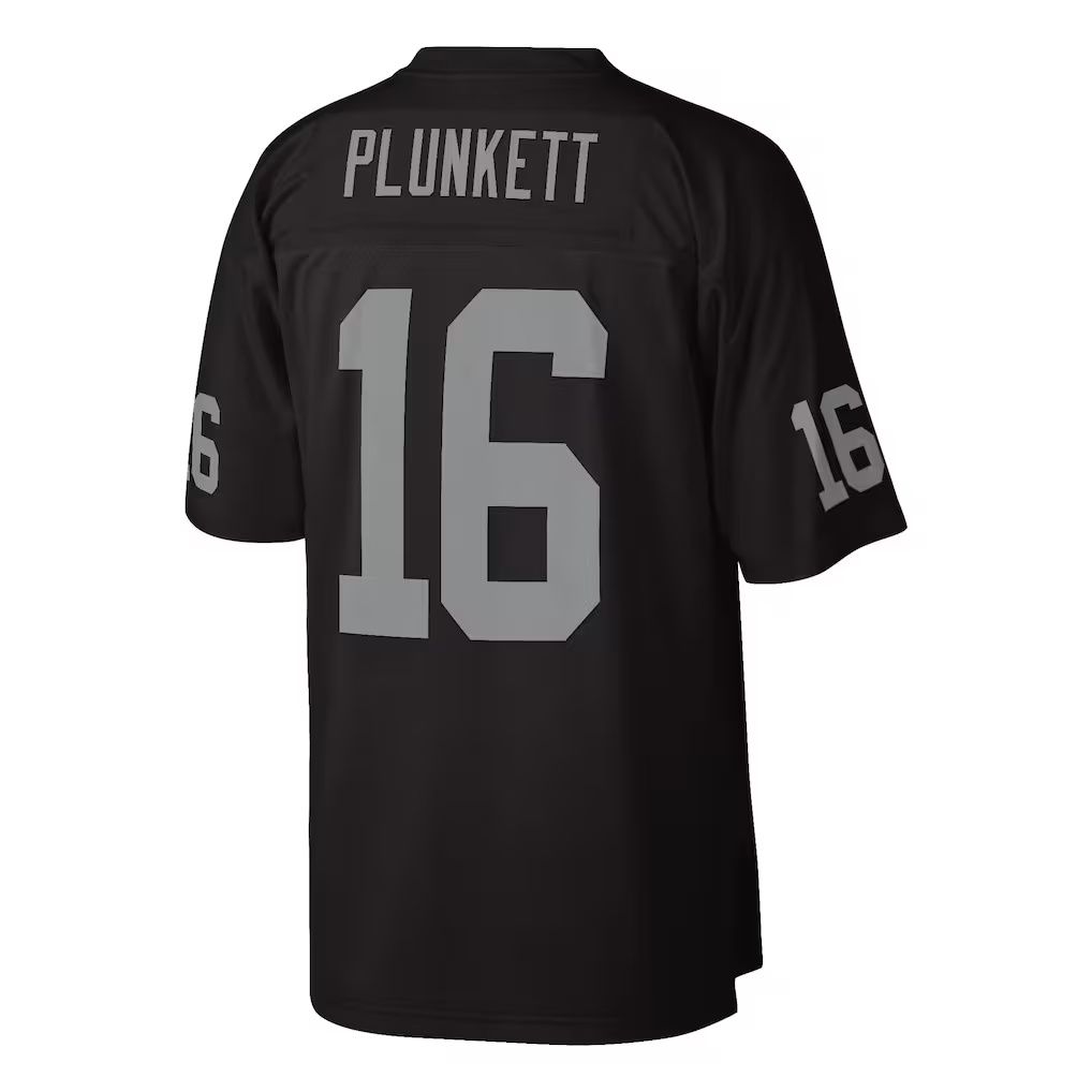 Tlead LV.Raiders #16 Jim Plunkett Mitchell & Ness Black 1980 Legacy Replica Stitched Puhic Jersey