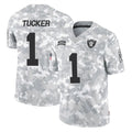 Tlead LV.Raiders #1 Tre Tucker Player Arctic Camo Salute To Service Limited Game Stitched Jerseys