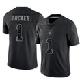 Tlead LV.Raiders #1 Tre Tucker Player Black Reflective Limited Game Stitched Jerseys