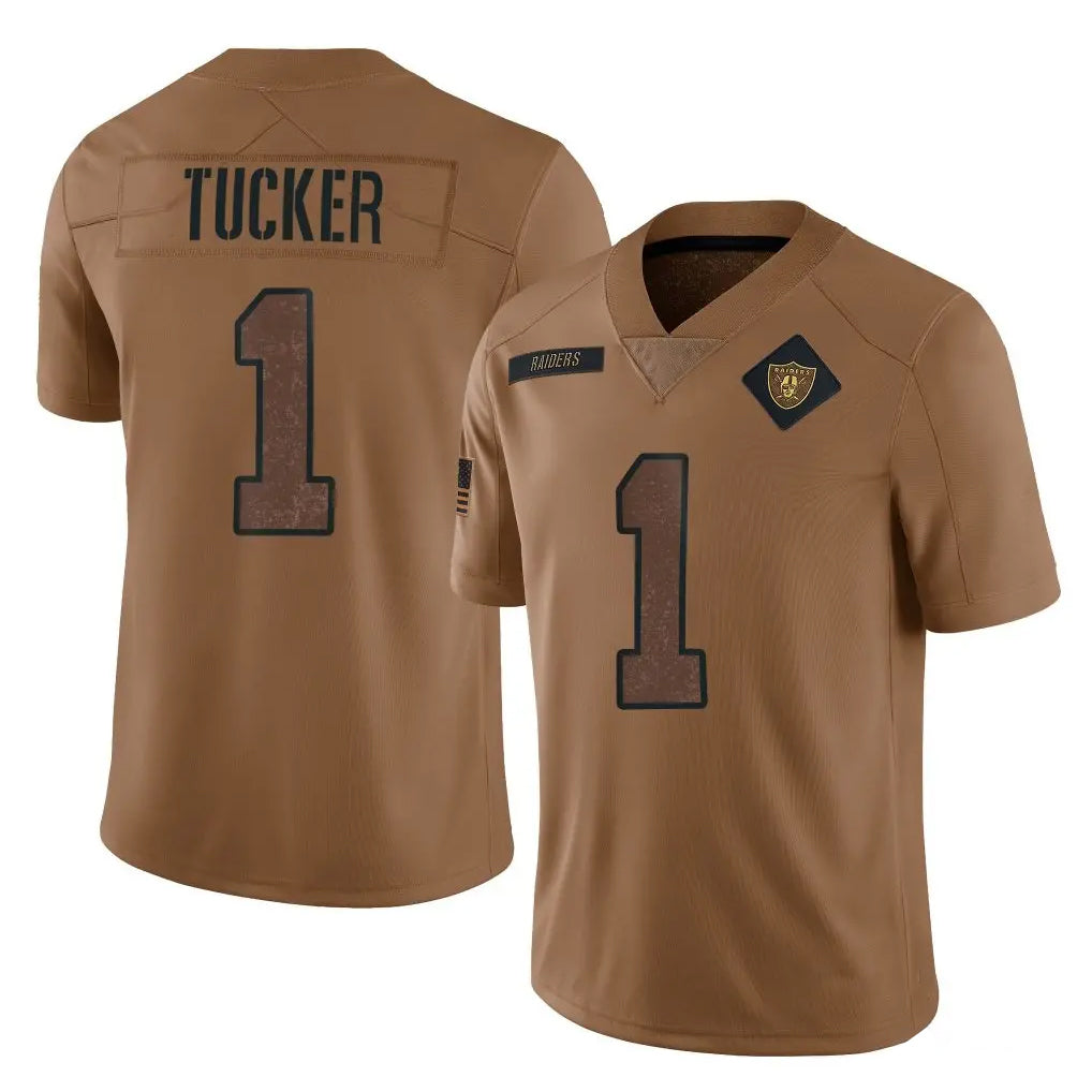 Tlead LV.Raiders #1 Tre Tucker Player Brown Salute To Service Limited Stitched Jerseys
