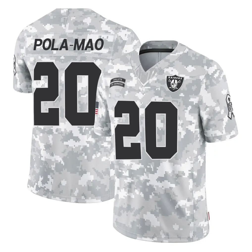 Tlead LV.Raiders #20 Isaiah Pola-Mao Player Arctic Camo Salute To Service Limited Game Stitched Jerseys