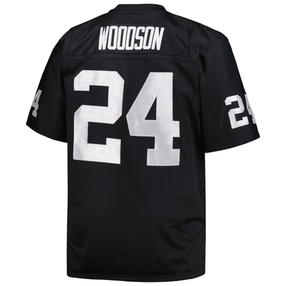 Tlead LV.Raiders #24 Charles Woodson Mitchell & Ness Black Big & Tall 1998 Retired Player Replica Jersey