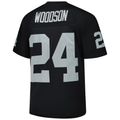 Tlead LV.Raiders #24 Charles Woodson Mitchell & Ness Black Legacy Replica Jersey Stitched Puhic