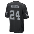 Tlead LV.Raiders #24 Charles Woodson Player Black Home Game Stitched Jerseys