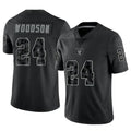 Tlead LV.Raiders #24 Charles Woodson Player RFLCTV Limited Black Stitched Jerseys
