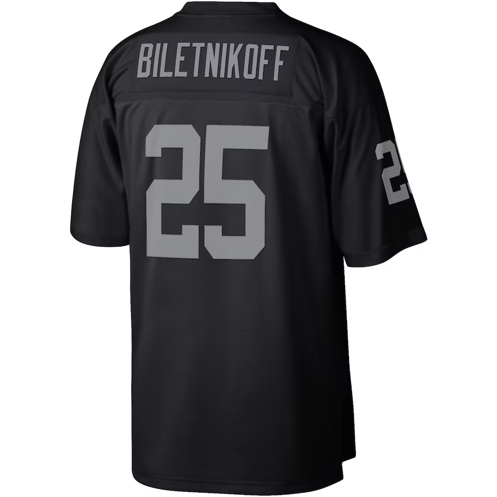 Tlead LV.Raiders #25 Fred Biletnikoff Mitchell & Ness Black Legacy Replica Jersey