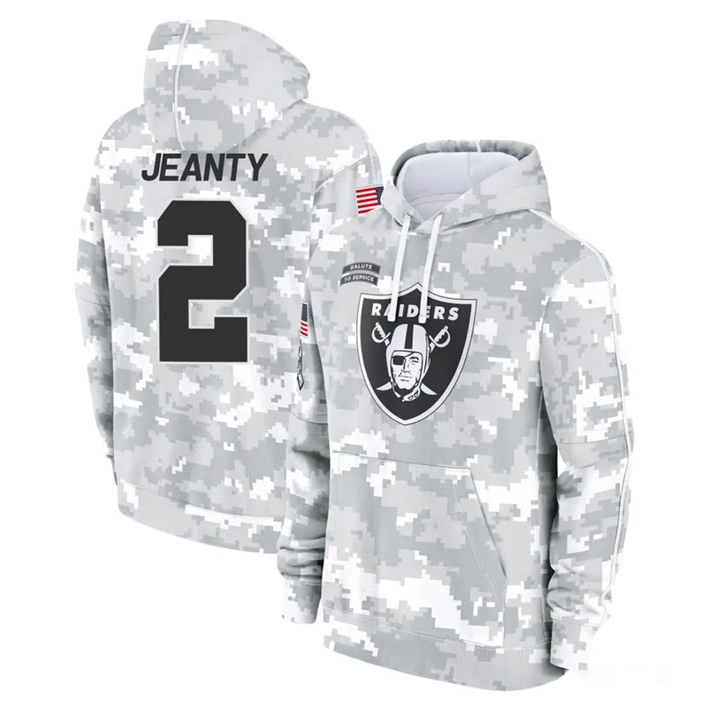 Tlead LV.Raiders #2 Ashton Jeanty Player Arctic Camo Salute to Service Hoodies Limited Game Stitched Jerseys