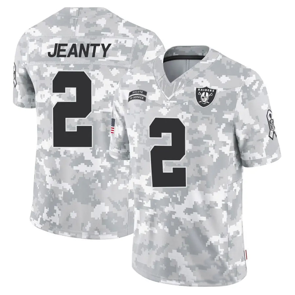 Tlead LV.Raiders #2 Ashton Jeanty Player Arctic Camo Salute to Service Limited  Stitched Jerseys