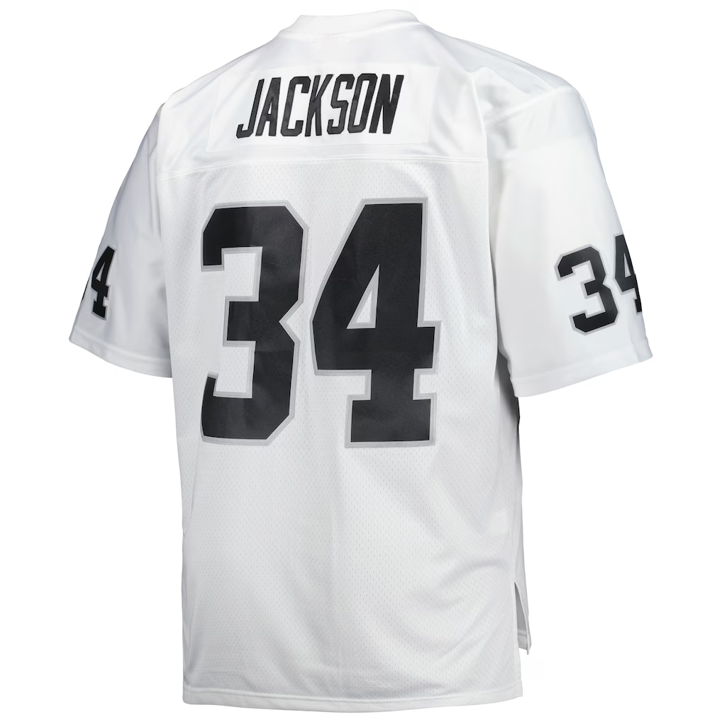 Tlead LV.Raiders #34 Bo Jackson Mitchell & Ness White Big & Tall 1988 Retired Player Replica Stitched Puhic Jersey