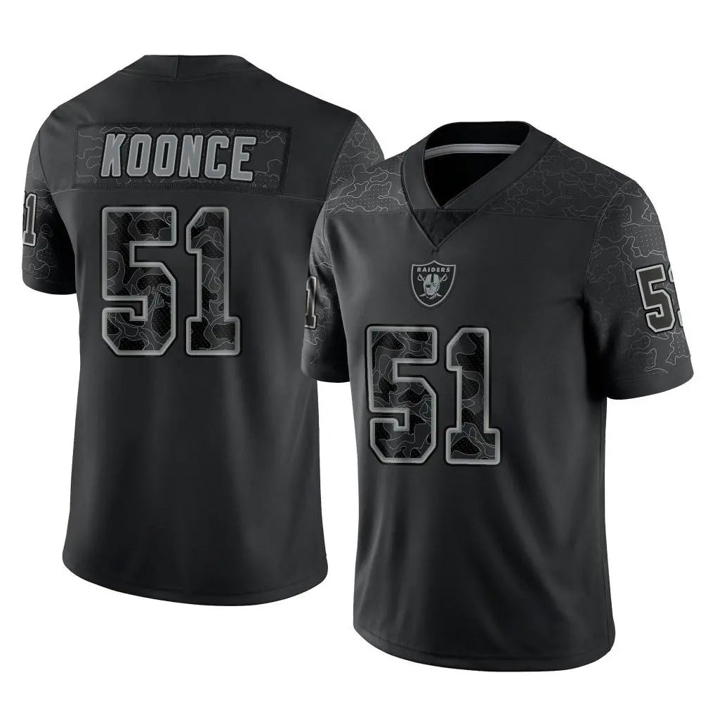 Tlead LV.Raiders #51 Malcolm Koonce Player Black Reflective Limited Game Stitched Jerseys
