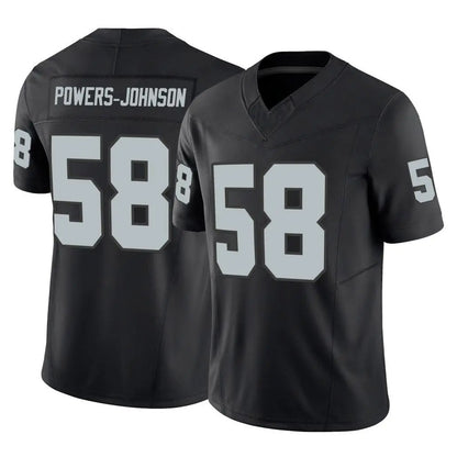 Tlead LV.Raiders #58 Jackson Powers-Johnson Player Black Limited Vapor F.U.S.E. Home Game Stitched Jerseys