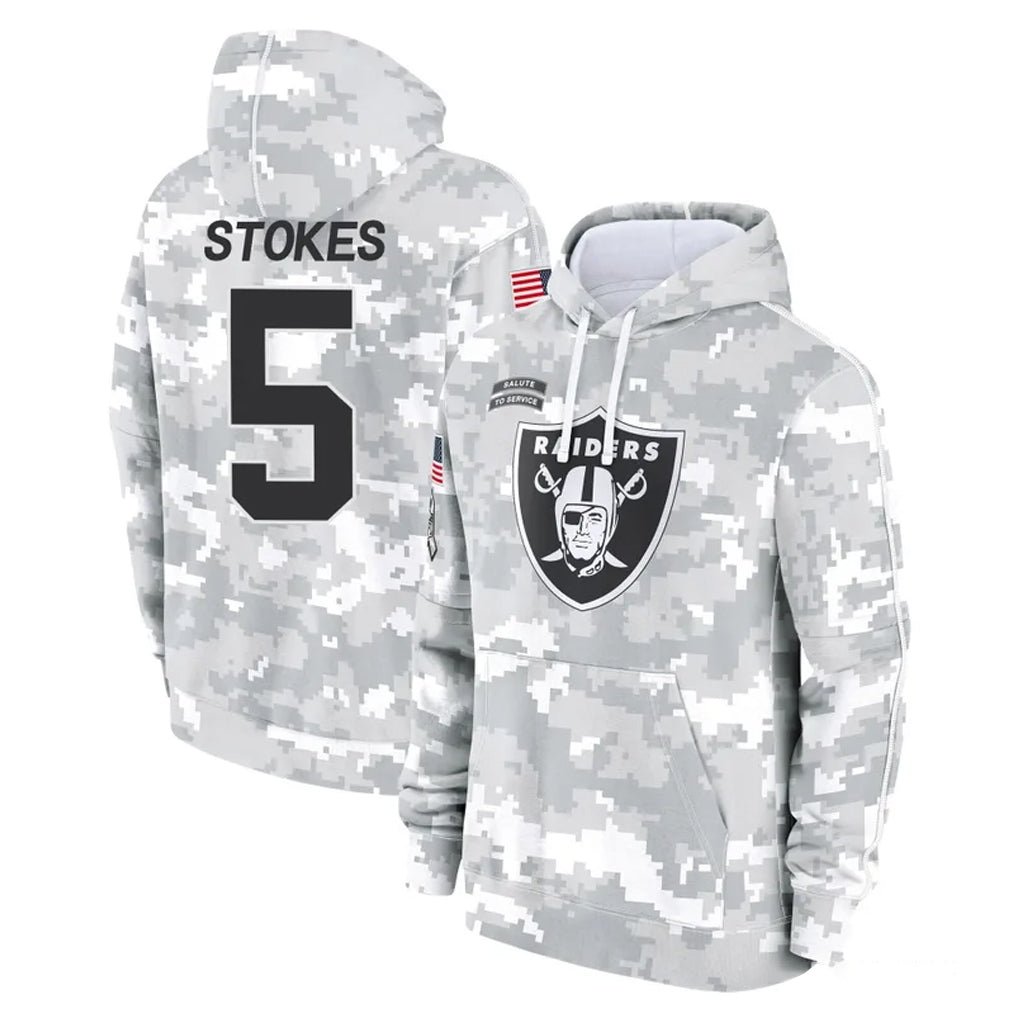 Tlead LV.Raiders #5 Eric Stokes Player Arctic Camo Salute to Service Hoodies Limited Game Stitched Jerseys