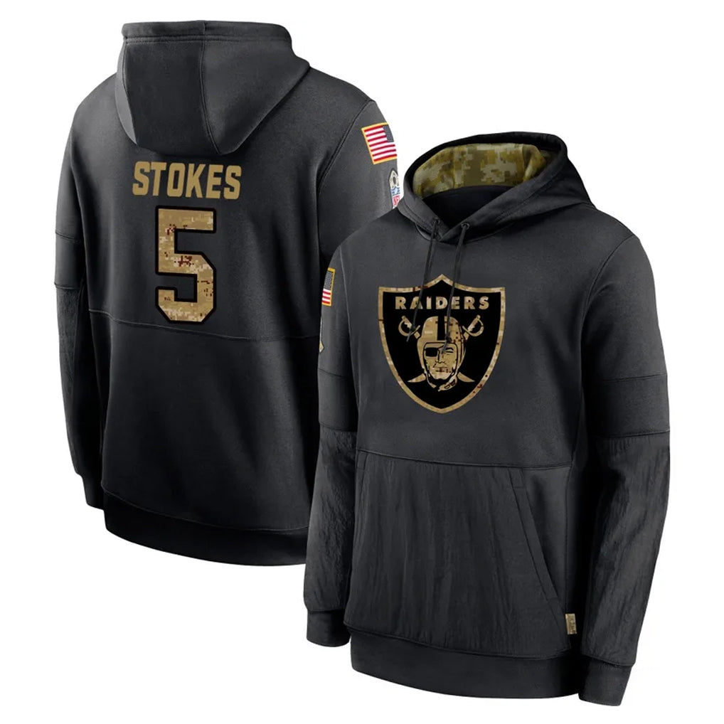 Tlead LV.Raiders #5 Eric Stokes Player Black Salute to Service Hoodies Limited Game Stitched Jerseys