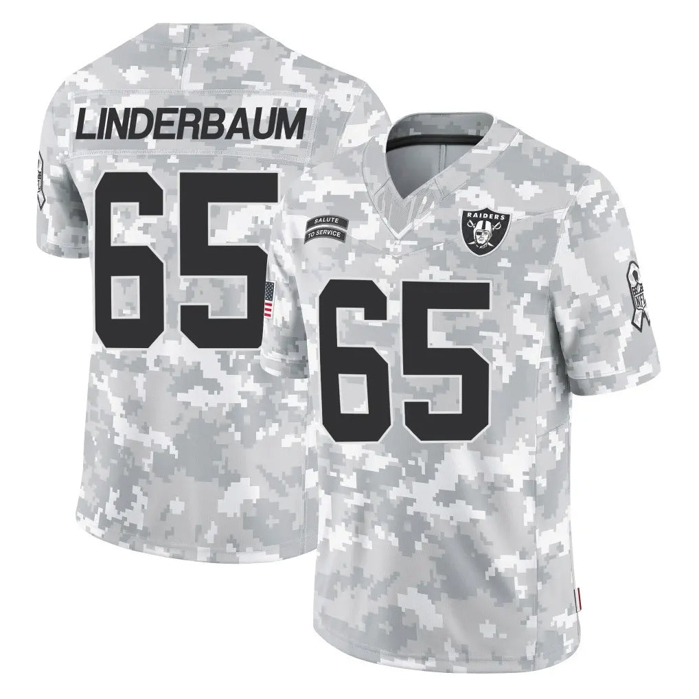 Tlead LV.Raiders #65 Tyler Linderbaum Player Arctic Camo Salute To Service Limited Game Stitched Jerseys