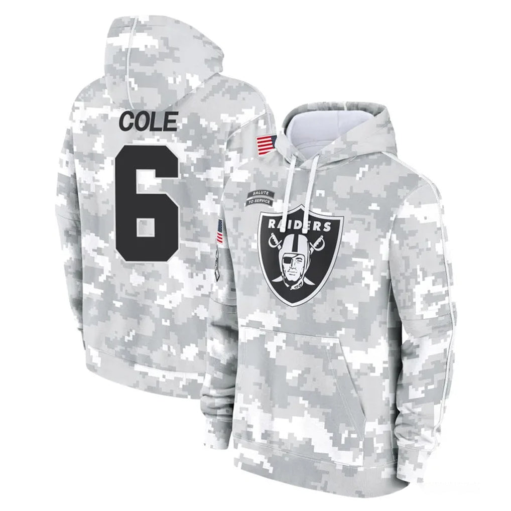 Tlead LV.Raiders #6 A.J. Cole Player Arctic Camo Salute to Service Hoodies Limited Game Stitched Jerseys