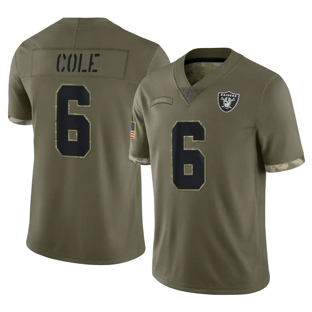 Tlead LV.Raiders #6 A.J. Cole Player Olive Salute To Service Limited Stitched Jerseys