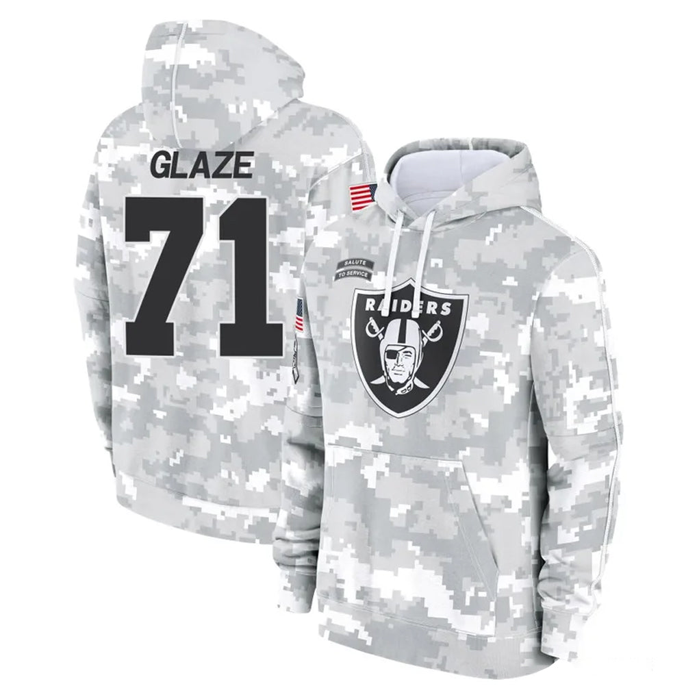 Tlead LV.Raiders #71 DJ Glaze Player Arctic Camo Salute to Service Hoodies Limited Game Stitched Jerseys