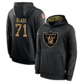 Tlead LV.Raiders #71 DJ Glaze Player Black Salute to Service Hoodies Limited Game Stitched Jerseys