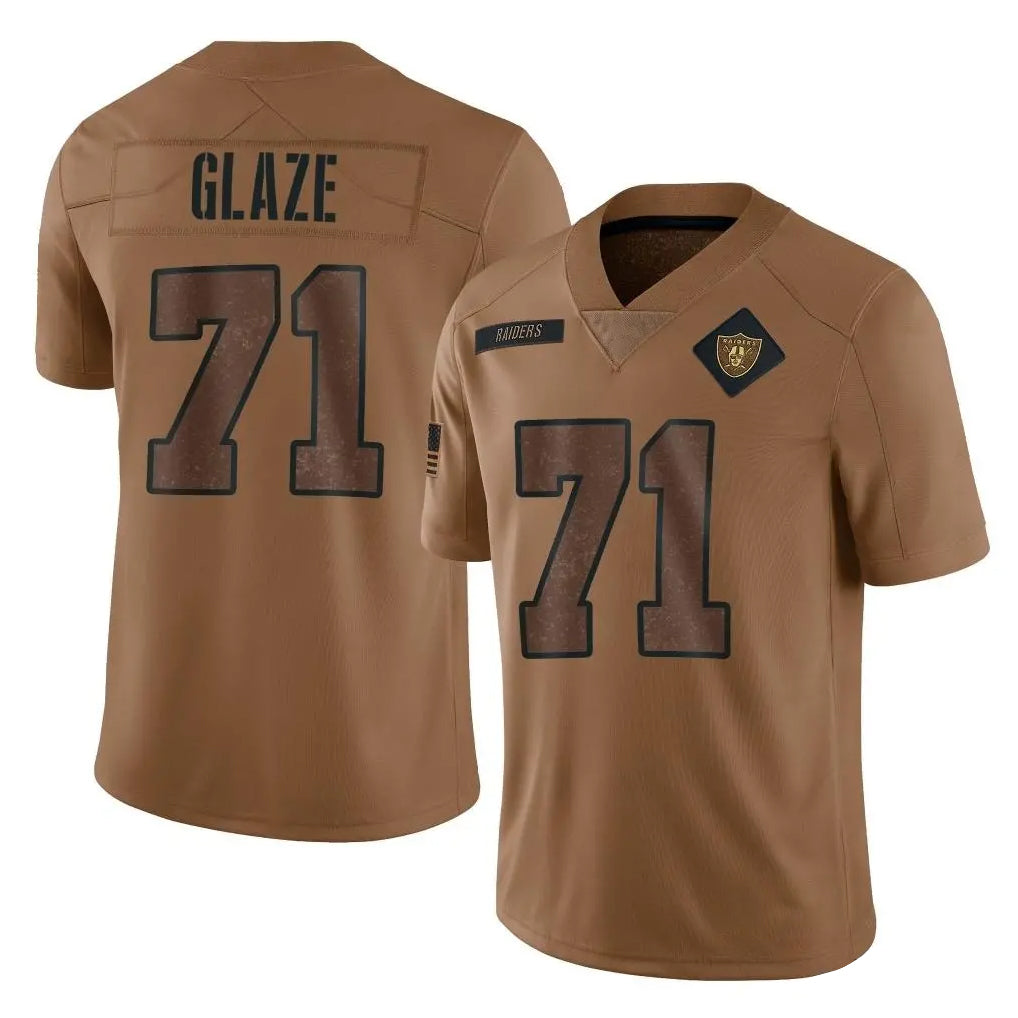 Tlead LV.Raiders #71 DJ Glaze Player Brown Salute To Service Limited Stitched Jerseys