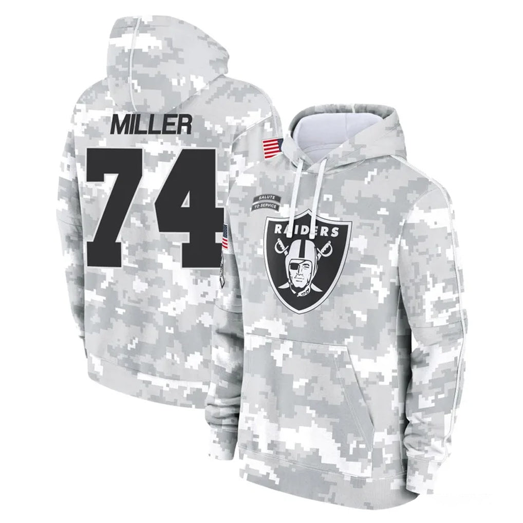 Tlead LV.Raiders #74 Kolton Miller Player Arctic Camo Salute to Service Hoodies Limited Game Stitched Jerseys
