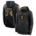 Tlead LV.Raiders #74 Kolton Miller Player Black Salute to Service Hoodies Limited Game Stitched Jerseys