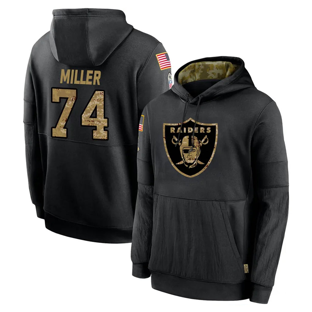 Tlead LV.Raiders #74 Kolton Miller Player Black Salute to Service Hoodies Limited Game Stitched Jerseys